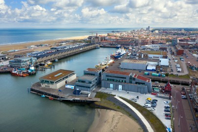 Dronefoto's van de haven van Scheveningen.  Opdrachtgever: Campus@Sea